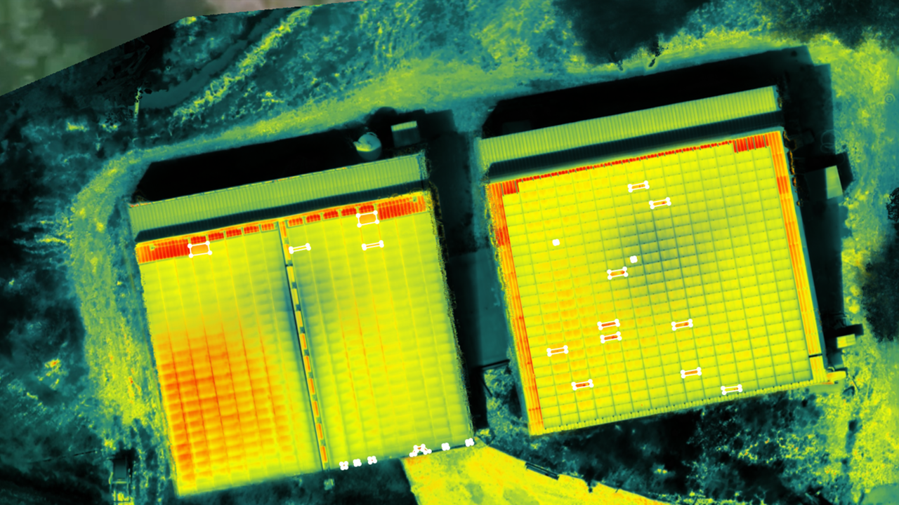 Thermographie de panneaux solaire après inspection